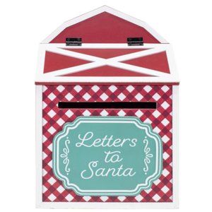Farmhouse Christmas Holiday Tabletop Mailbox Decor Plaque with Letters to Santa